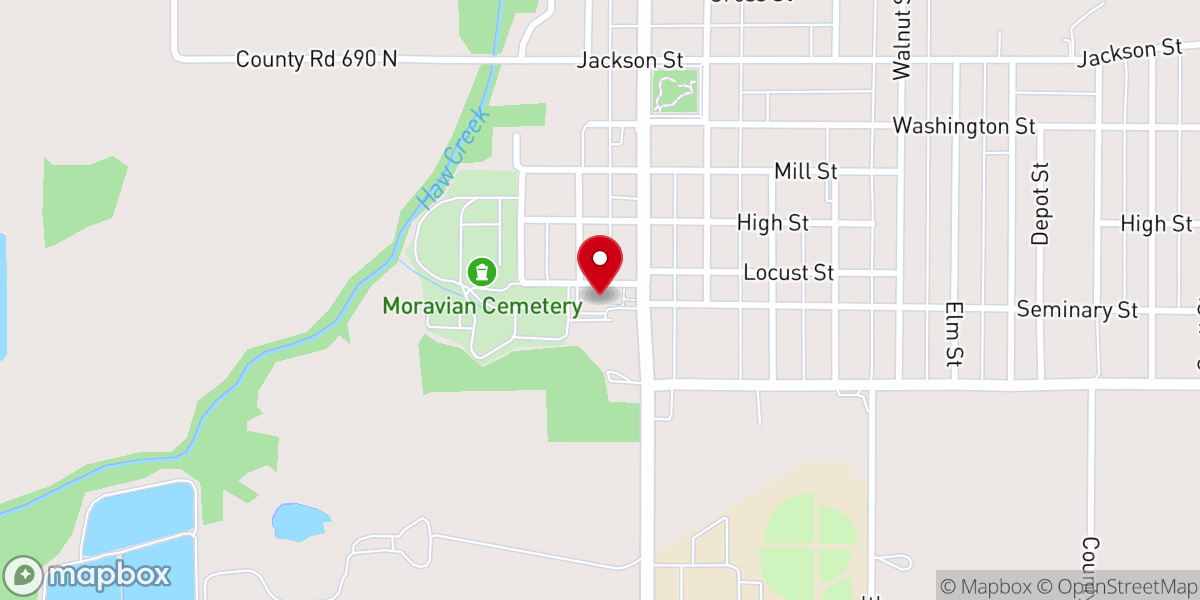 Map showing location of Hope Moravian Church