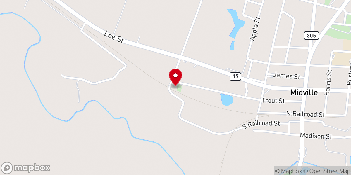 Map showing location of Love Hill Baptist Church