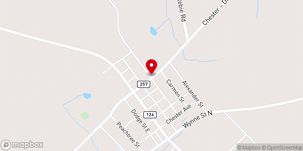 Map showing location of New Canaan Baptist Church