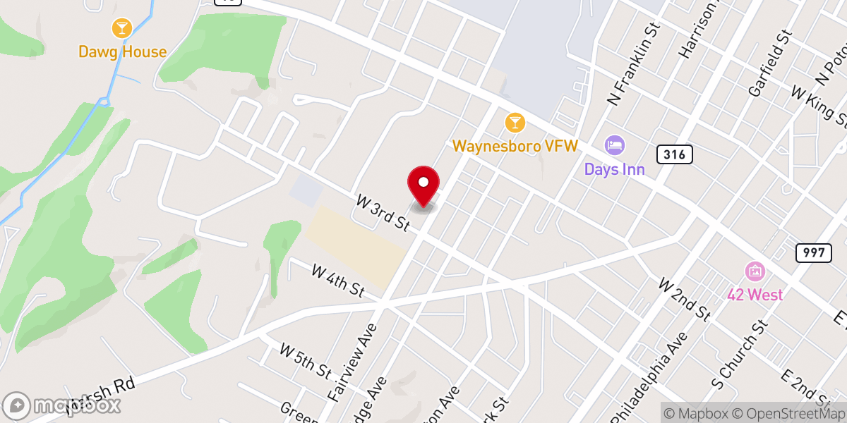 Map showing location of Fairview Avenue Brethren in Christ Church