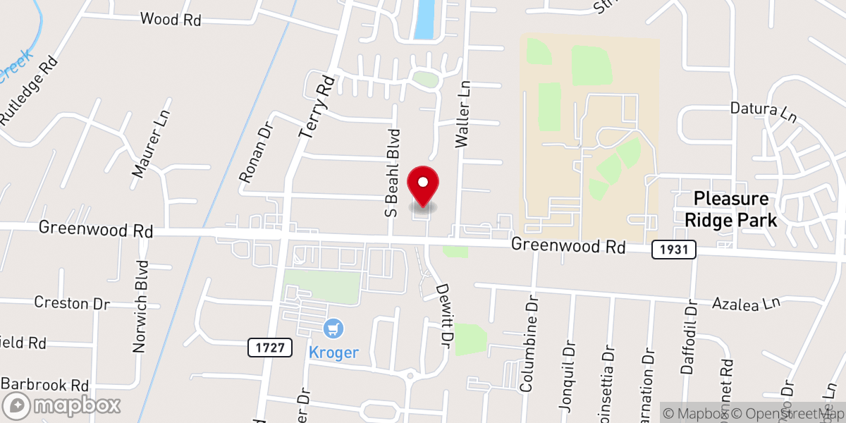 Map showing location of Ridgewood Baptist Church