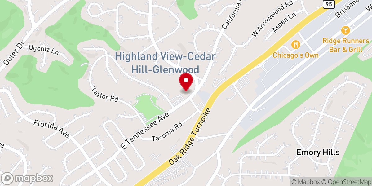 Map showing location of Kern Memorial United Methodist Church