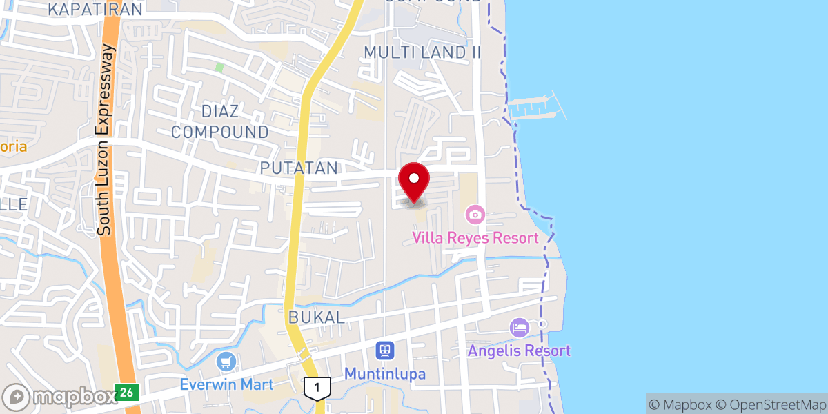 Map showing location of Christ's Free Grace Bible Church (CFBC) - Muntinlupa