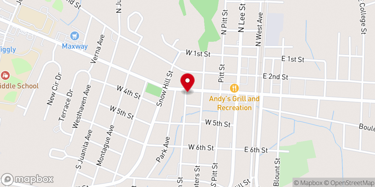 Map showing location of Ayden United Methodist Church