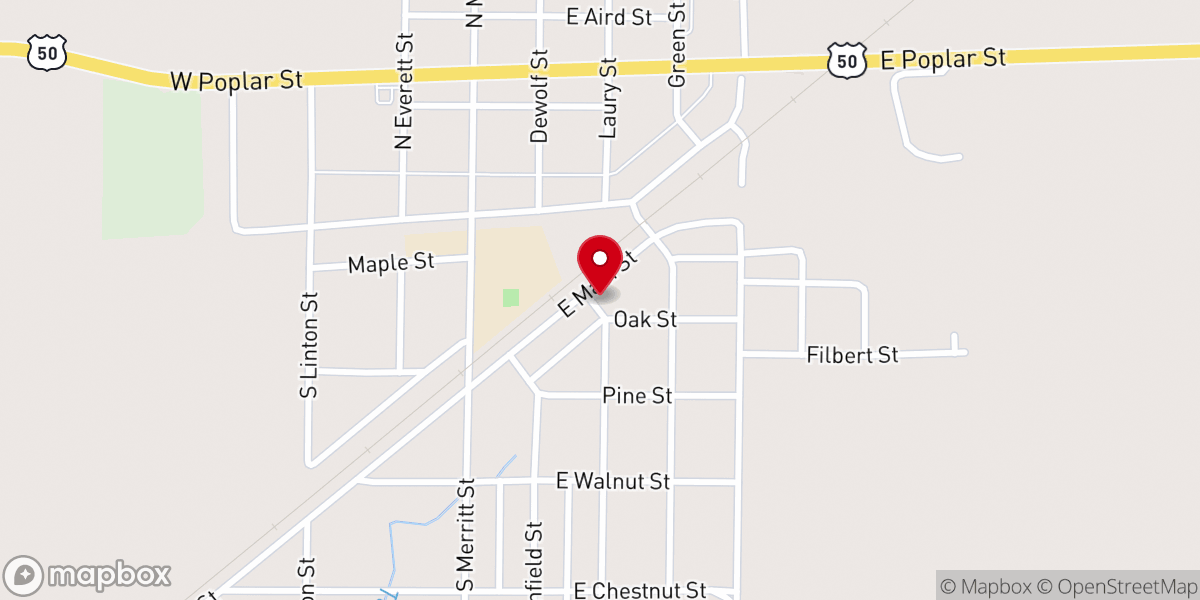 Map showing location of Odin First Baptist Church