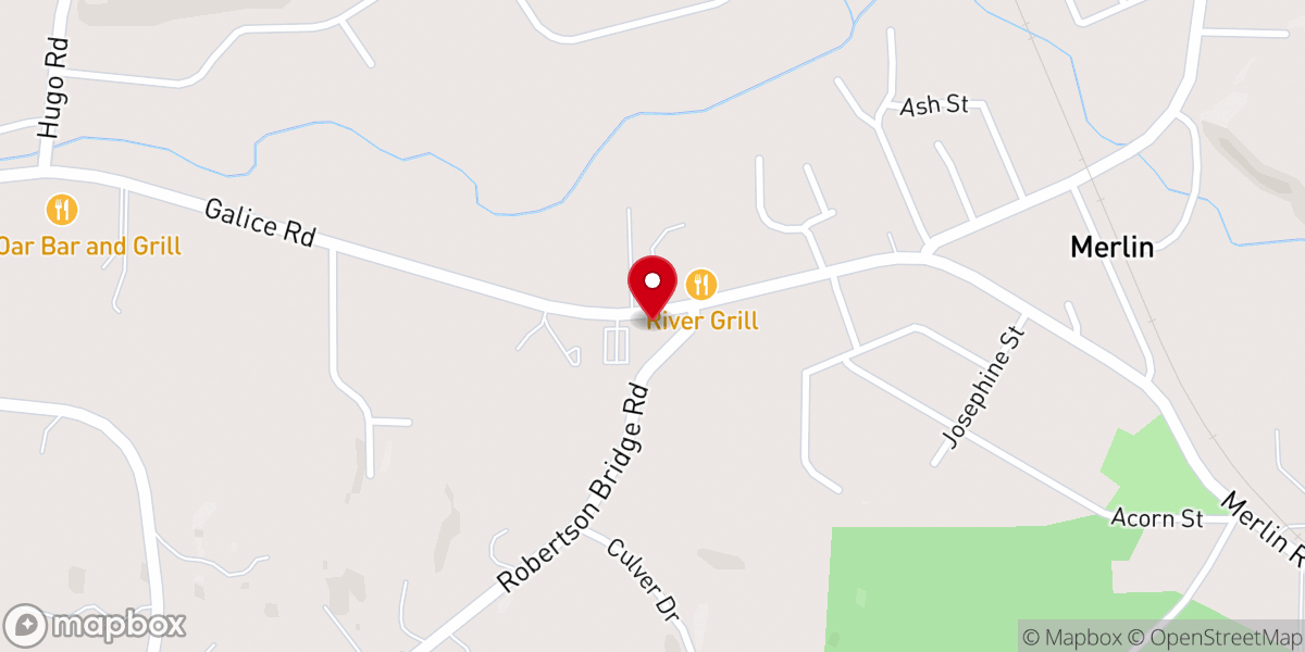 Map showing location of Merlin Community Baptist Church