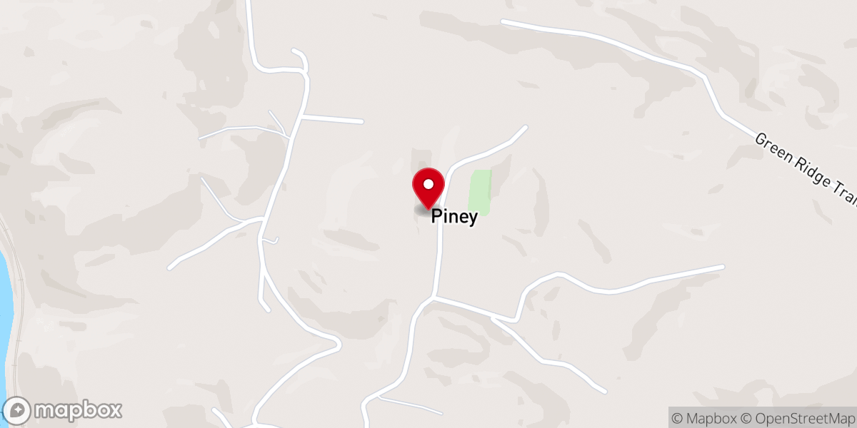 Map showing location of Piney Church