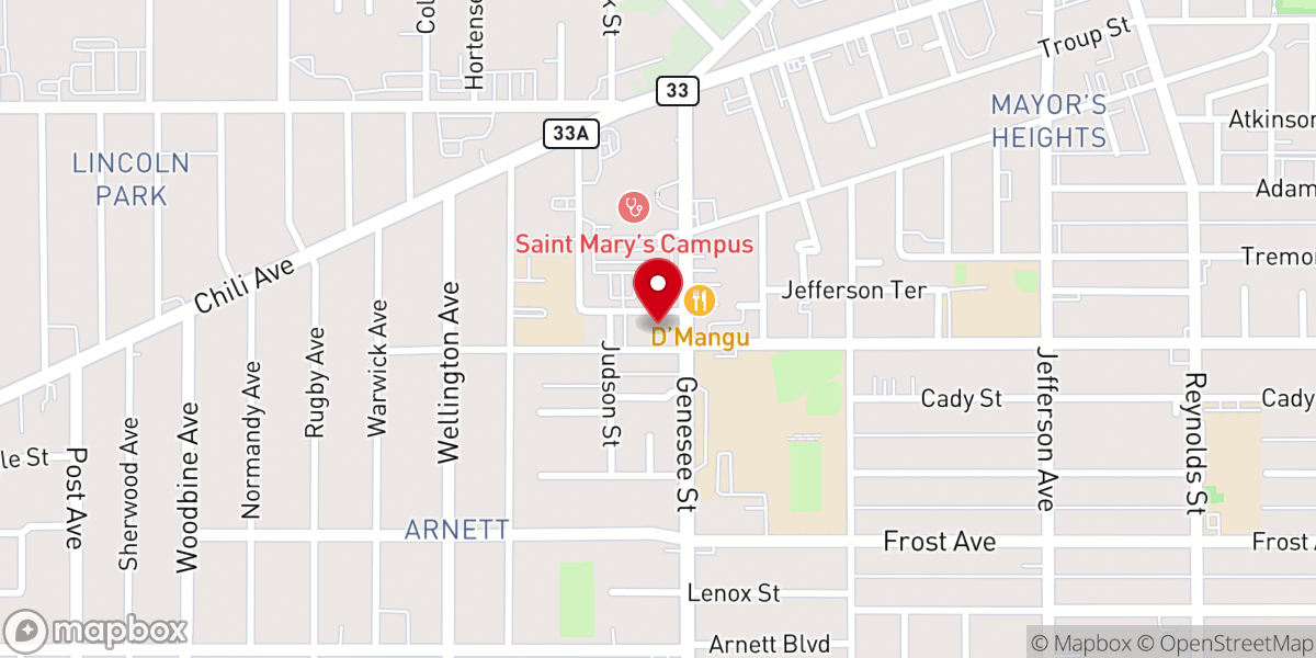 Map showing location of Aenon Missionary Baptist Church