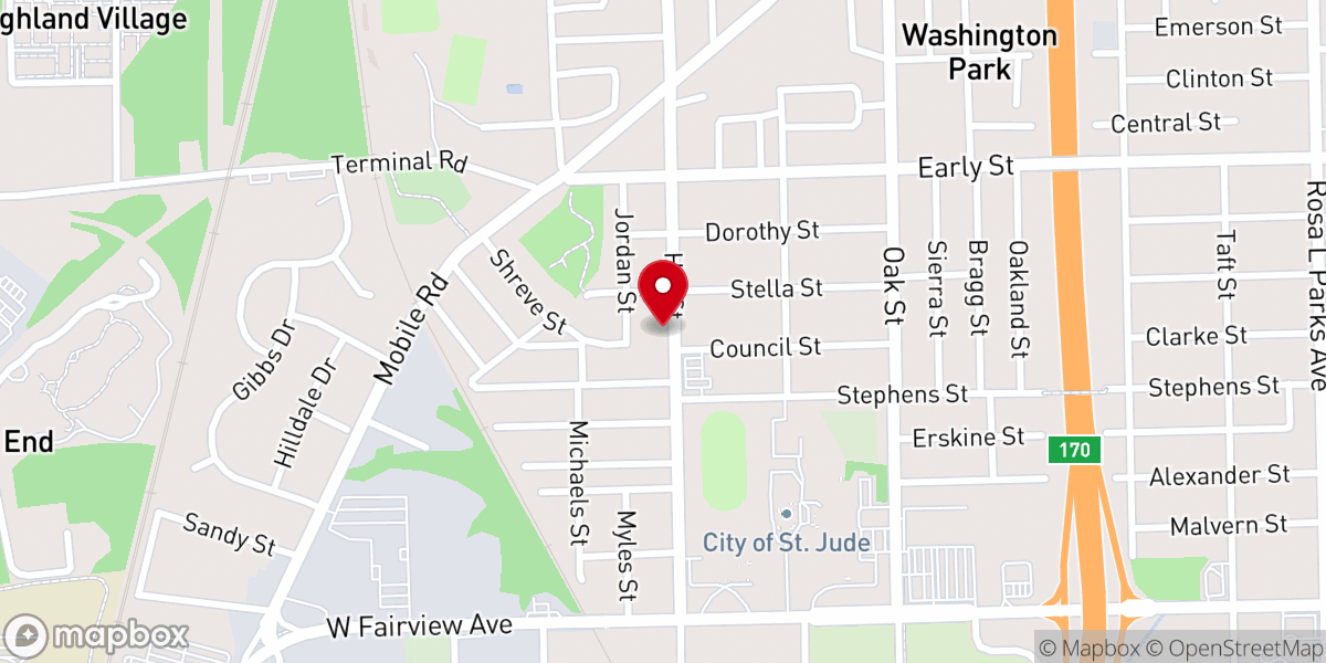 Map showing location of Freewill Missionary Baptist Church