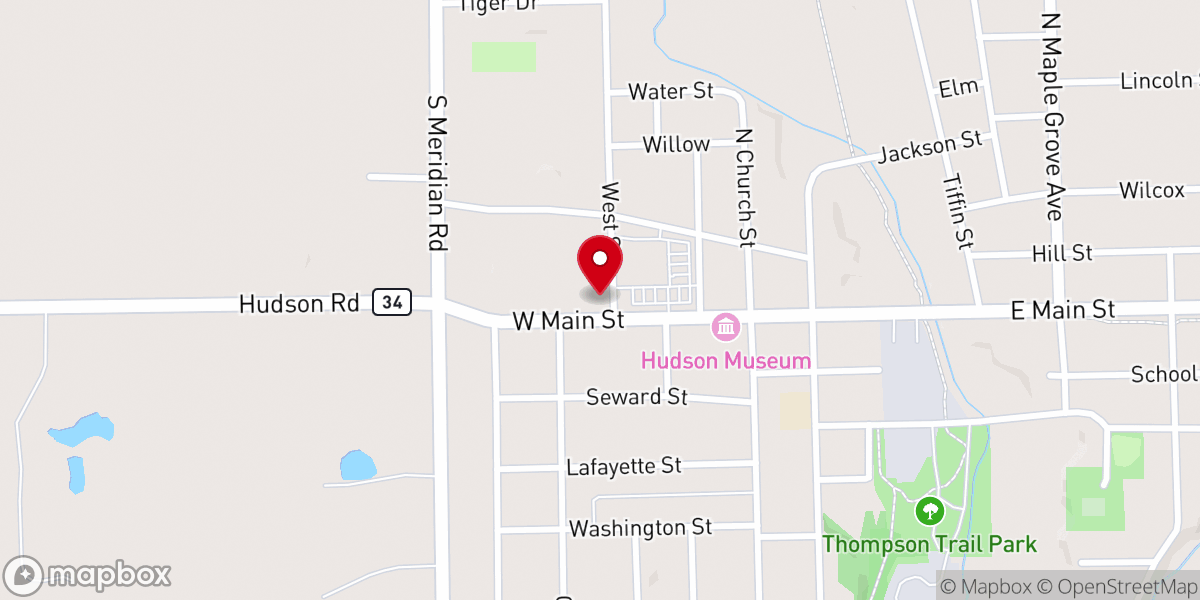 Map showing location of Hudson First United Methodist
