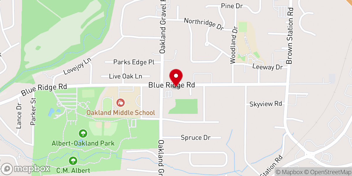 Map showing location of Blue Ridge Christian Church