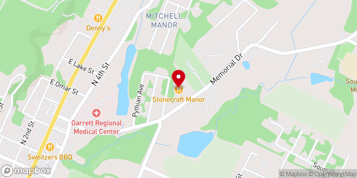 Map showing location of Stonecroft Manor (formerly The Manor Steakhouse)
