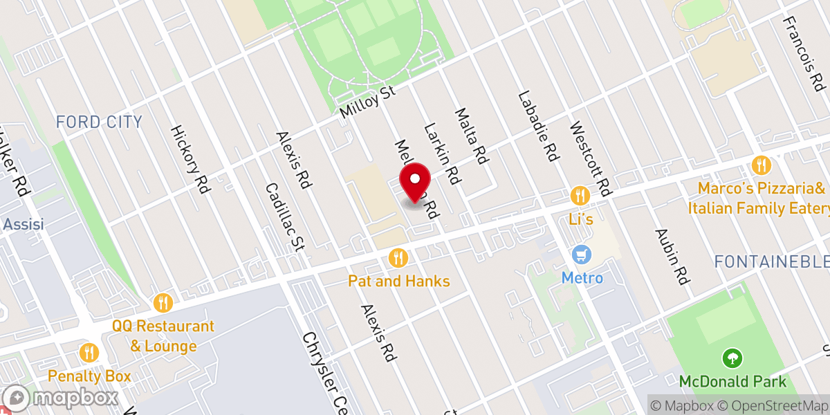 Map showing location of North Central Windsor Catholic Family of Parishes