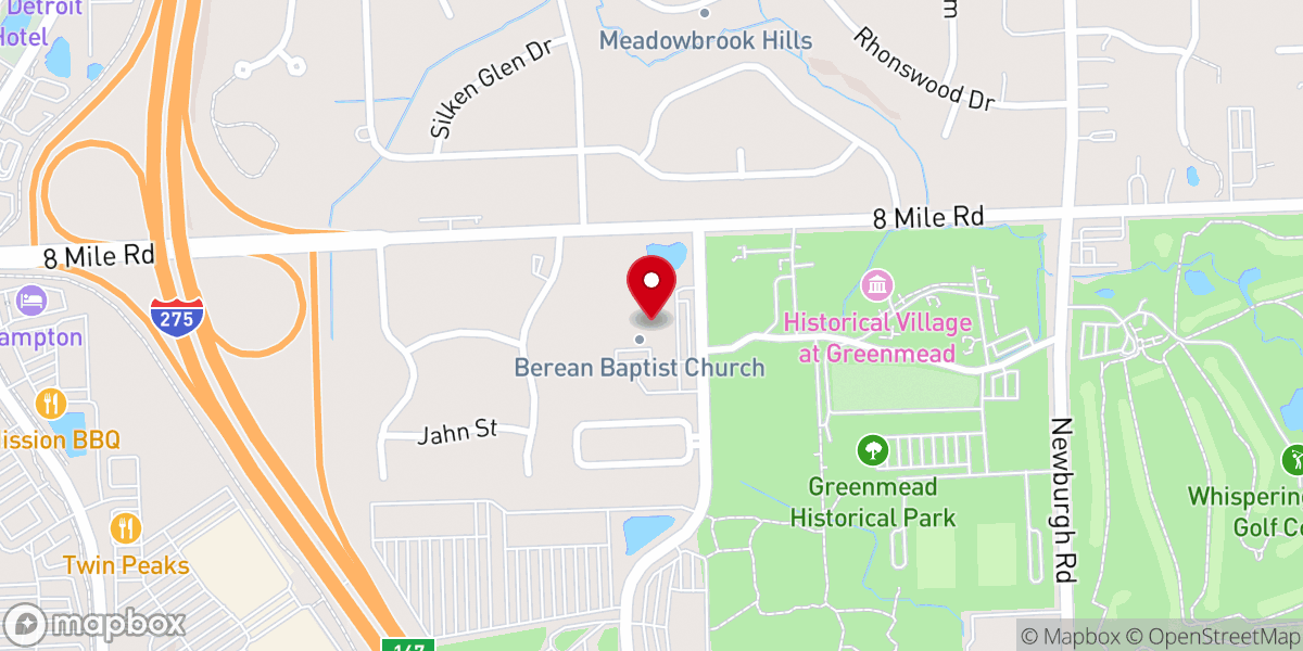 Map showing location of Berean Baptist Church