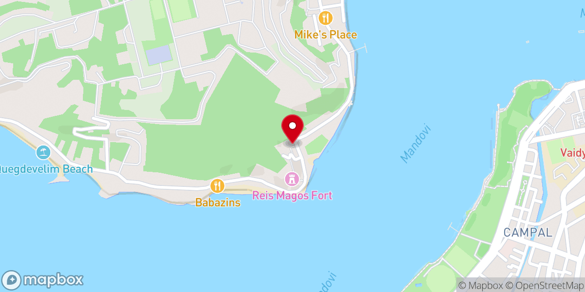 Map showing location of Reis Magos Church