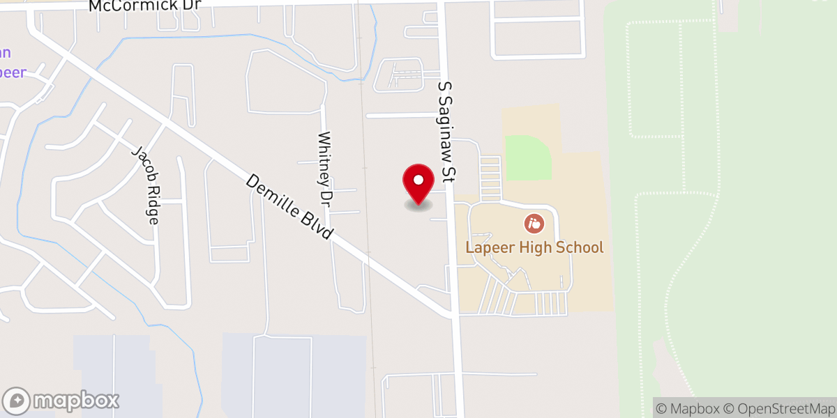 Map showing location of Lapeer Community Center