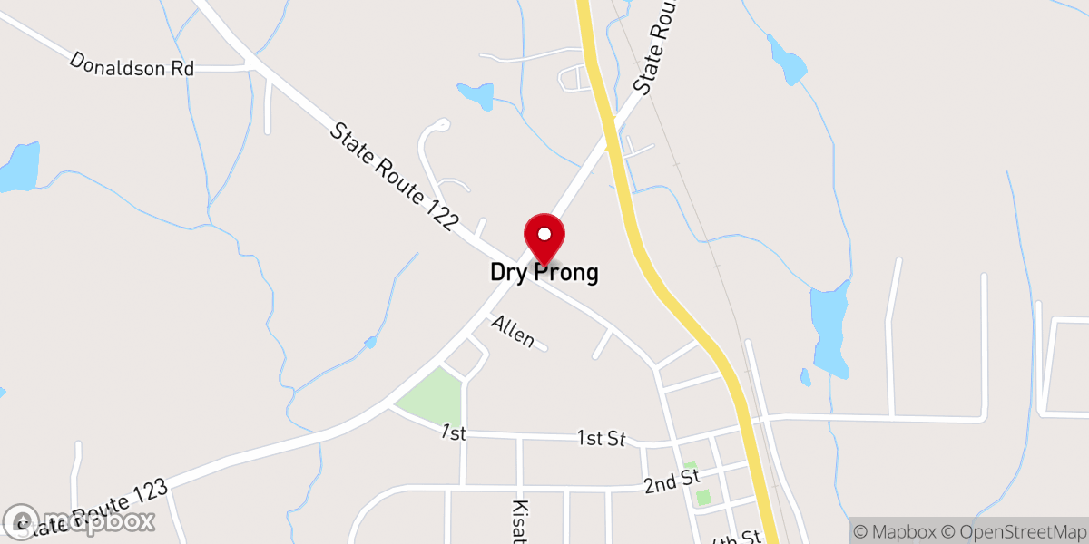 Map showing location of Dry Prong