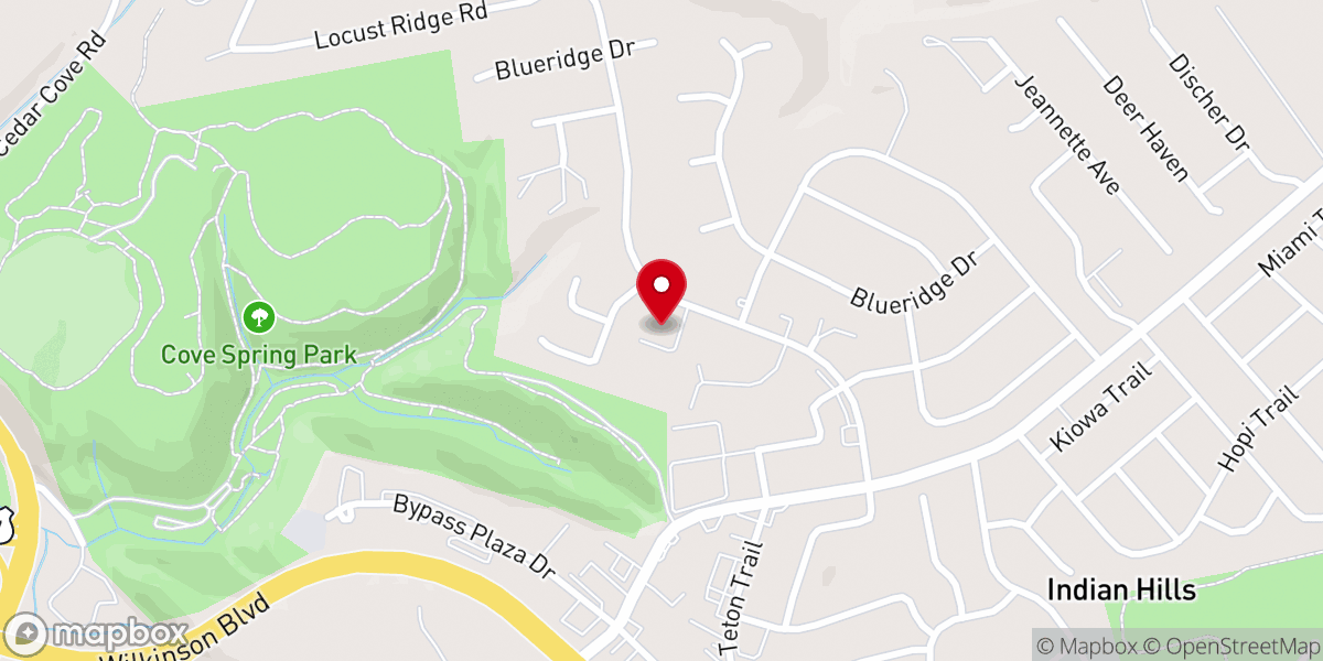 Map showing location of New Life Worship Center