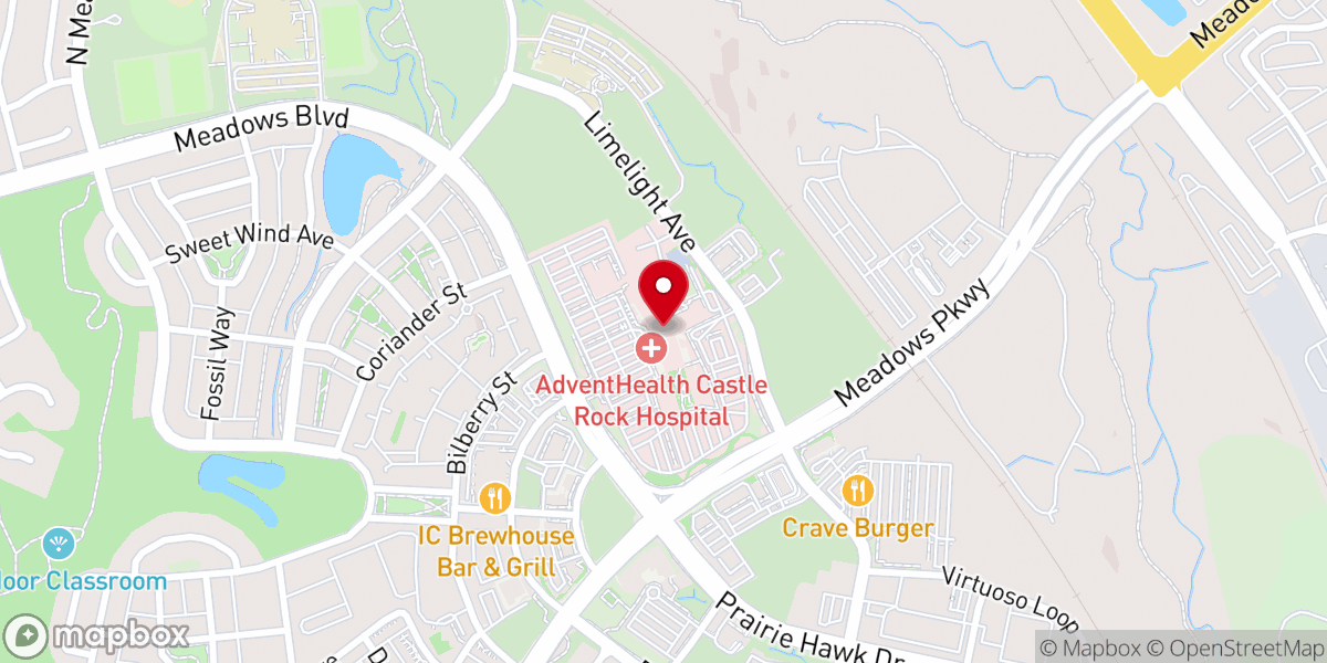 Map showing location of AdventHealth Castle Rock