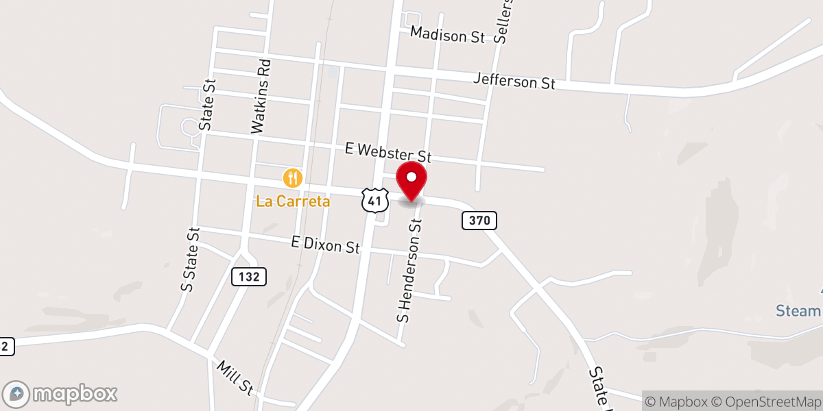 Map showing location of Sebree First Christian Church