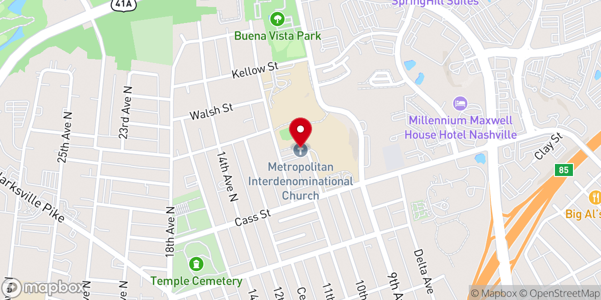 Map showing location of Metropolitan Interdenominational Church