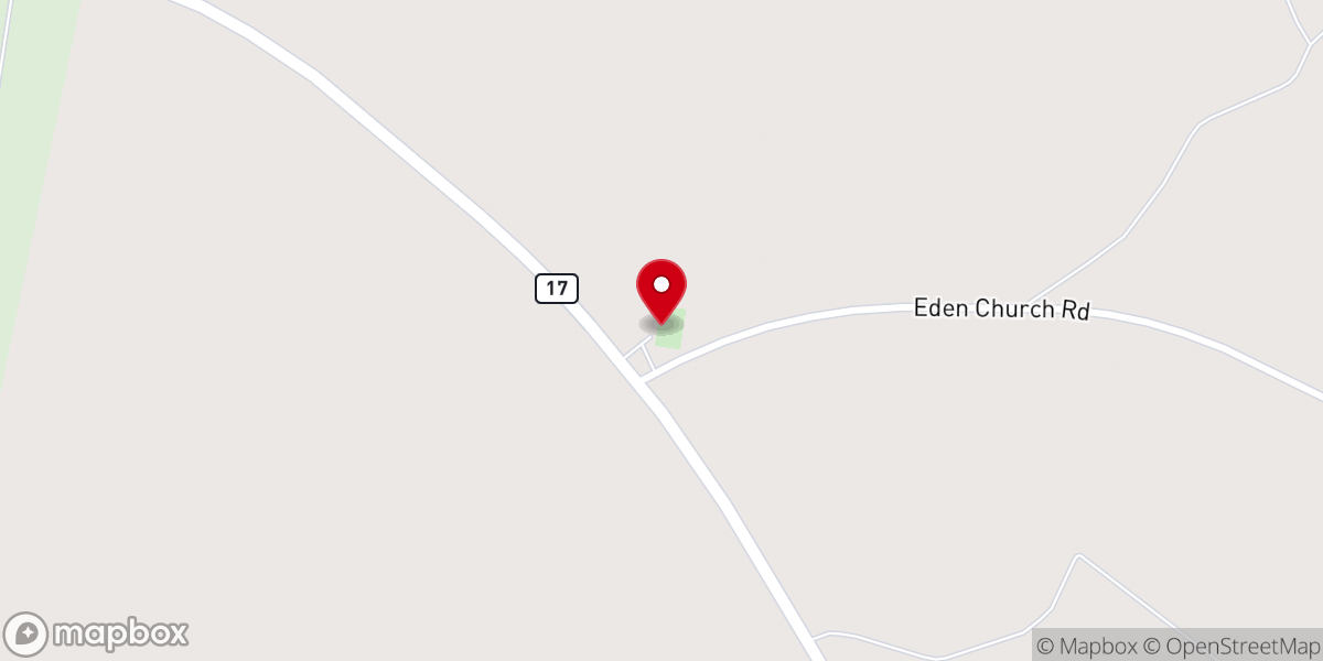 Map showing location of Eden Church