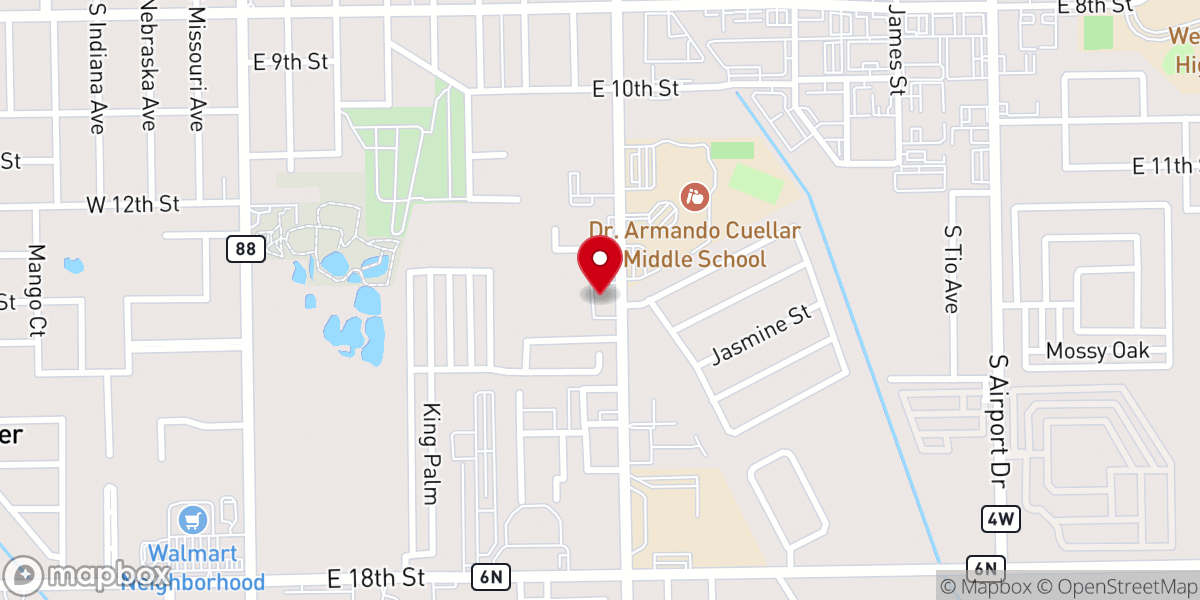 Map showing location of Church of Christ on Bridge Avenue