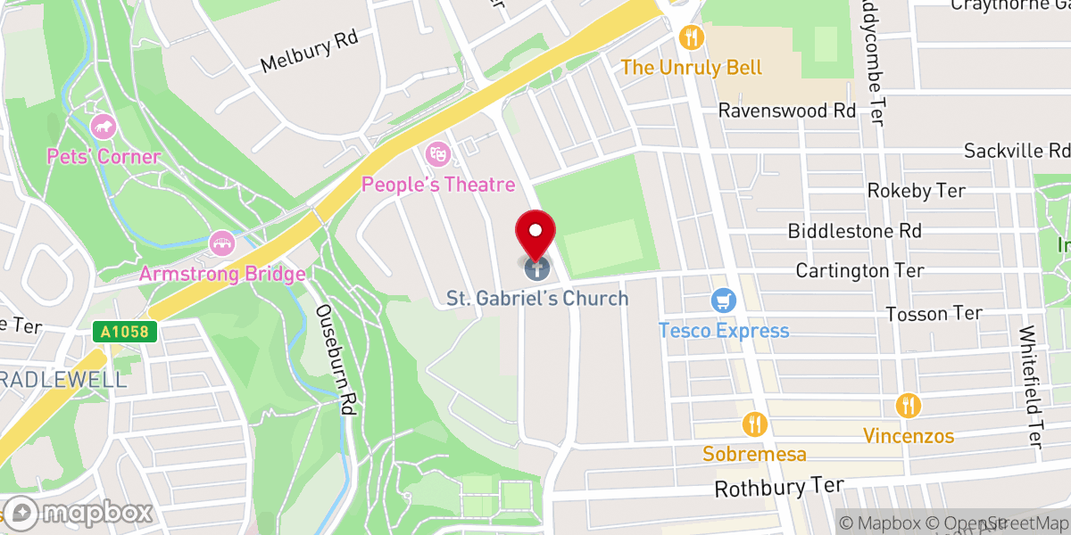 Map showing location of St Gabriel's Church