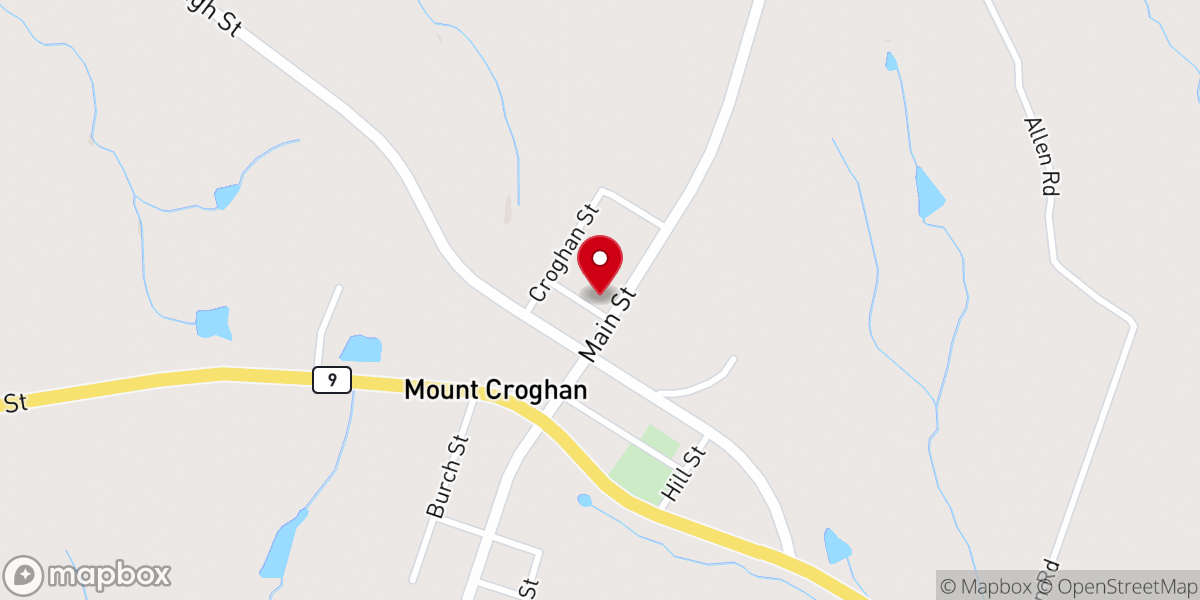 Map showing location of Mount Croghan Baptist Church