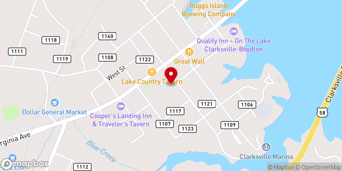 Map showing location of Clarksville Baptist Church