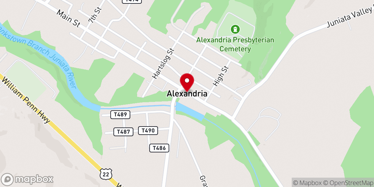 Map showing location of Alexandria