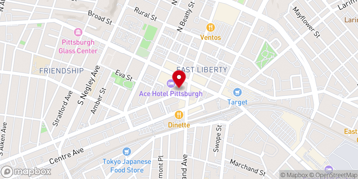 Map showing location of East Liberty Presbyterian Church