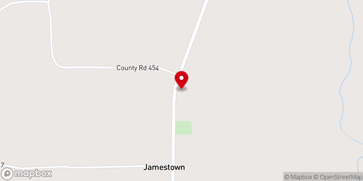 Map showing location of Jamestown Church of Christ