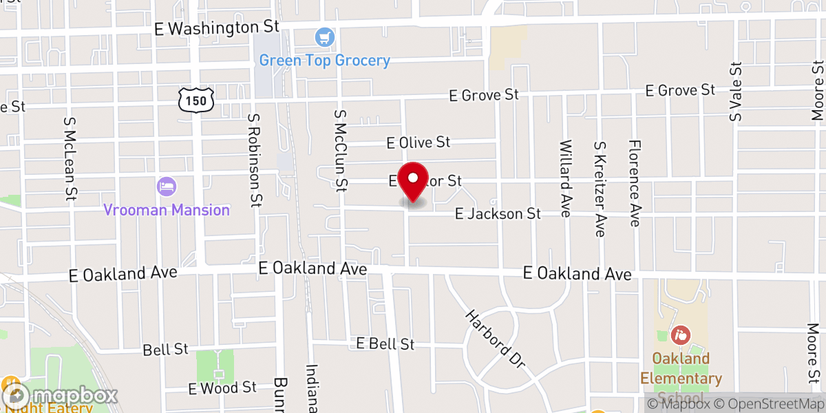 Map showing location of Bloomington Foursquare Church