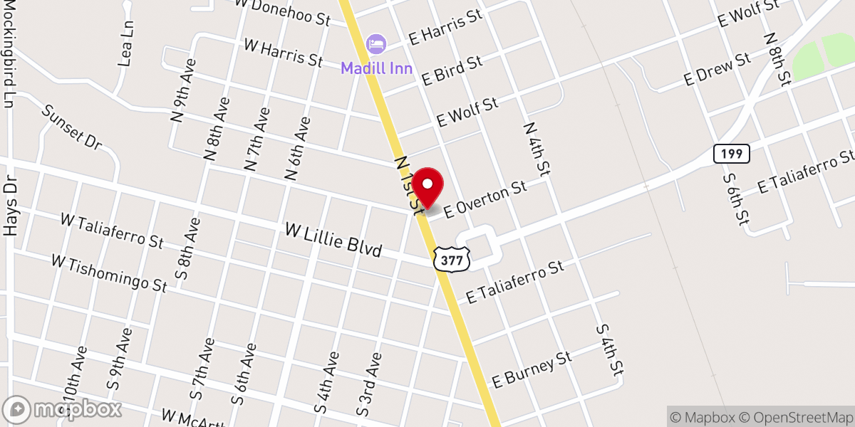 Map showing location of Church of the Nazarene
