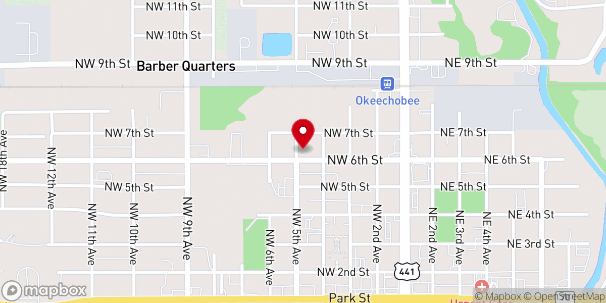 Map showing location of Okeechobee Seventh-Day Adventist Church