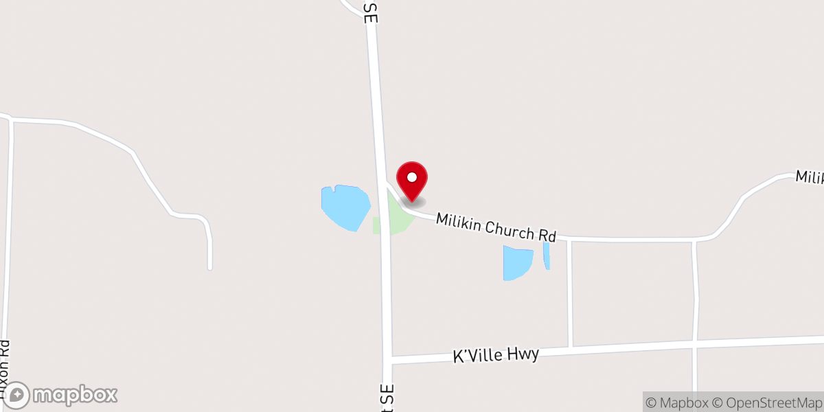 Map showing location of Milikin Methodist Church