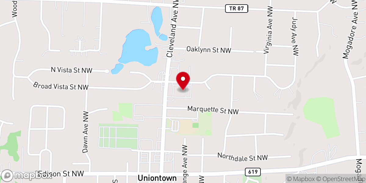 Map showing location of Uniontown United Methodist Church