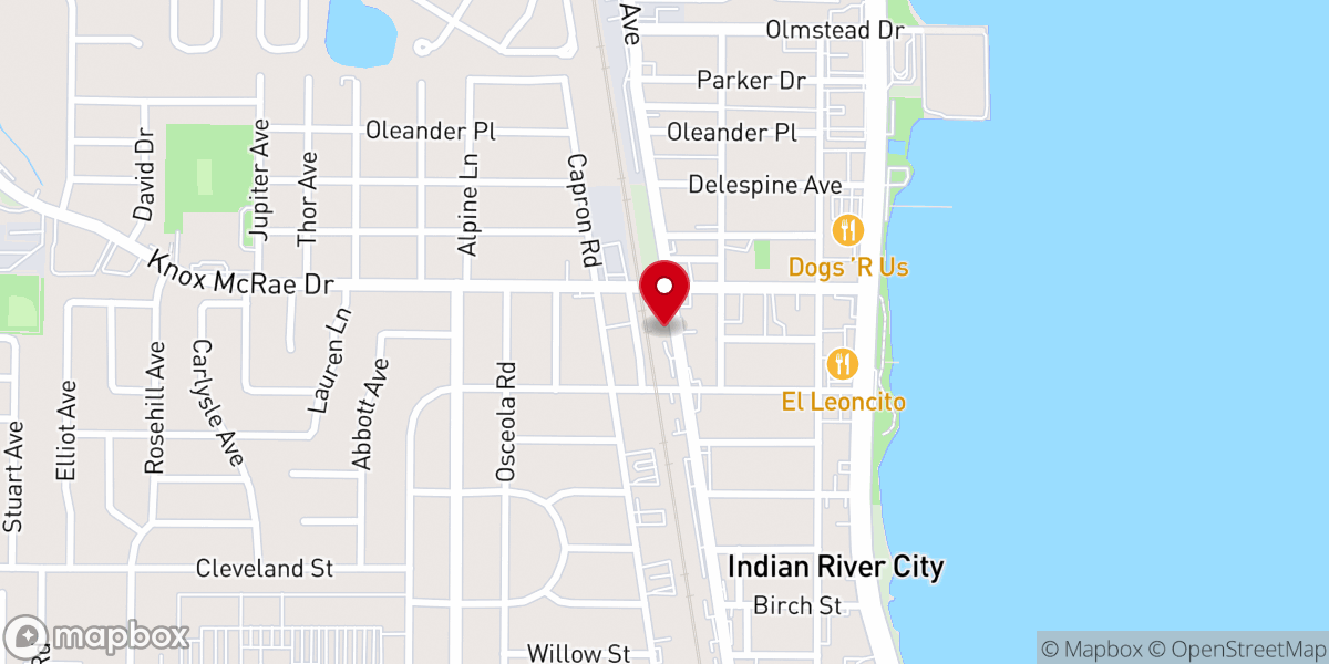 Map showing location of Titusville Civic Center