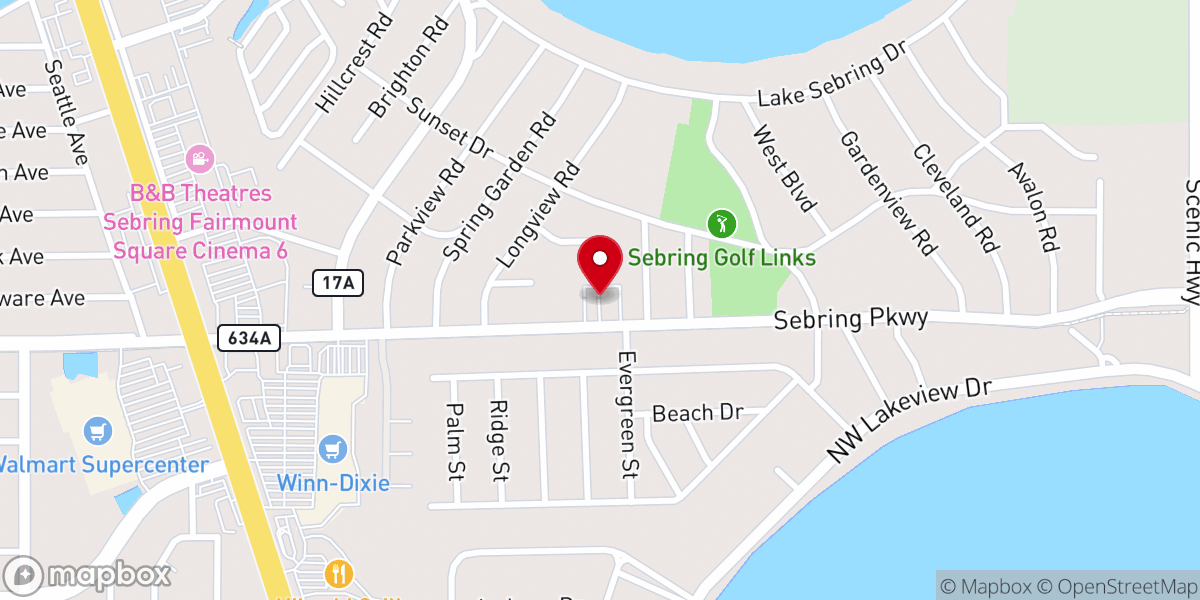 Map showing location of Church of Christ-Sebring Parkway