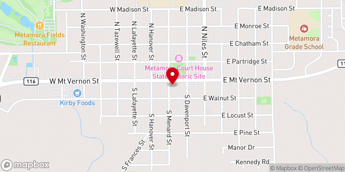 Map showing location of Metamora Campus Life Center