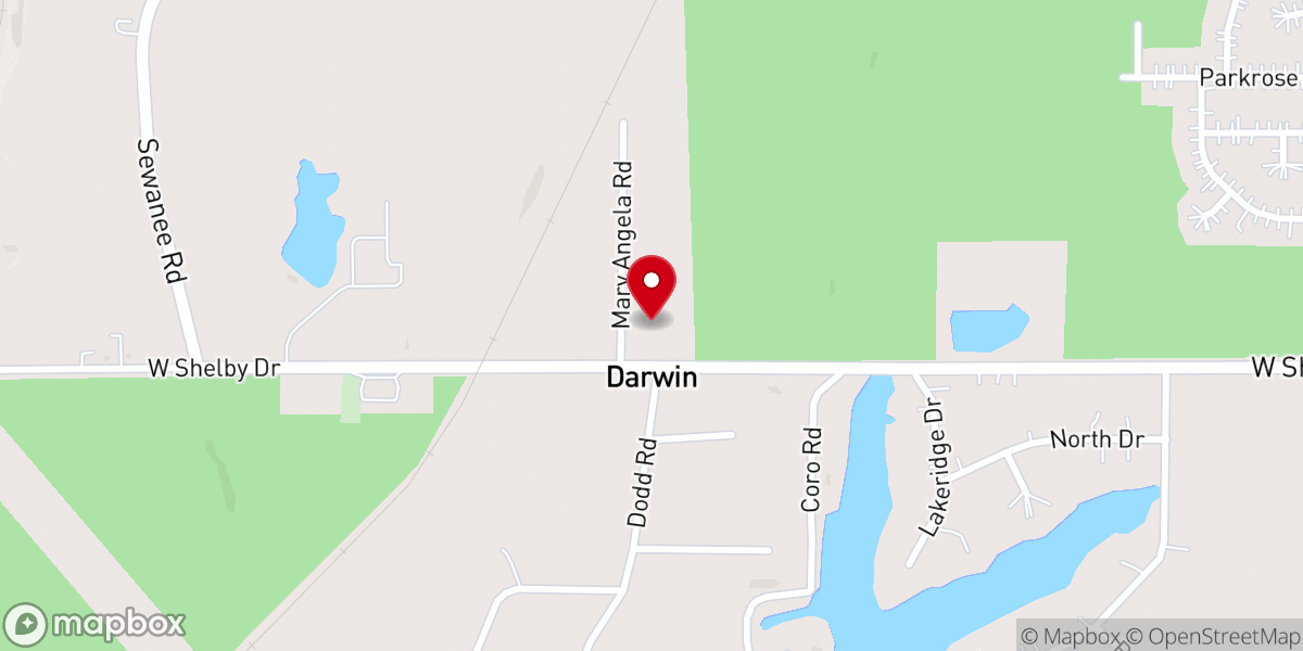 Map showing location of Darwin Church