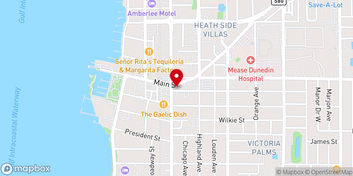 Map showing location of First United Methodist Church of Dunedin
