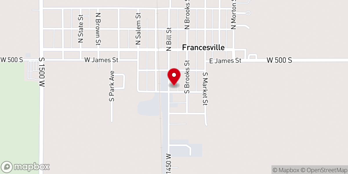 Map showing location of Francesville First Christian