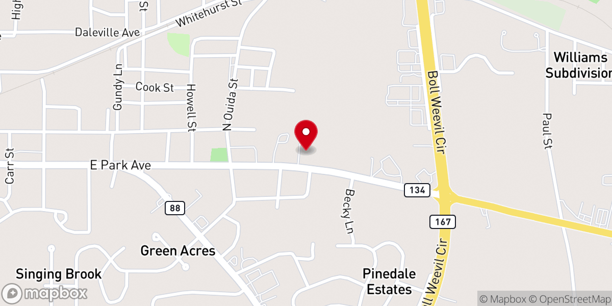 Map showing location of Bethel Baptist Church