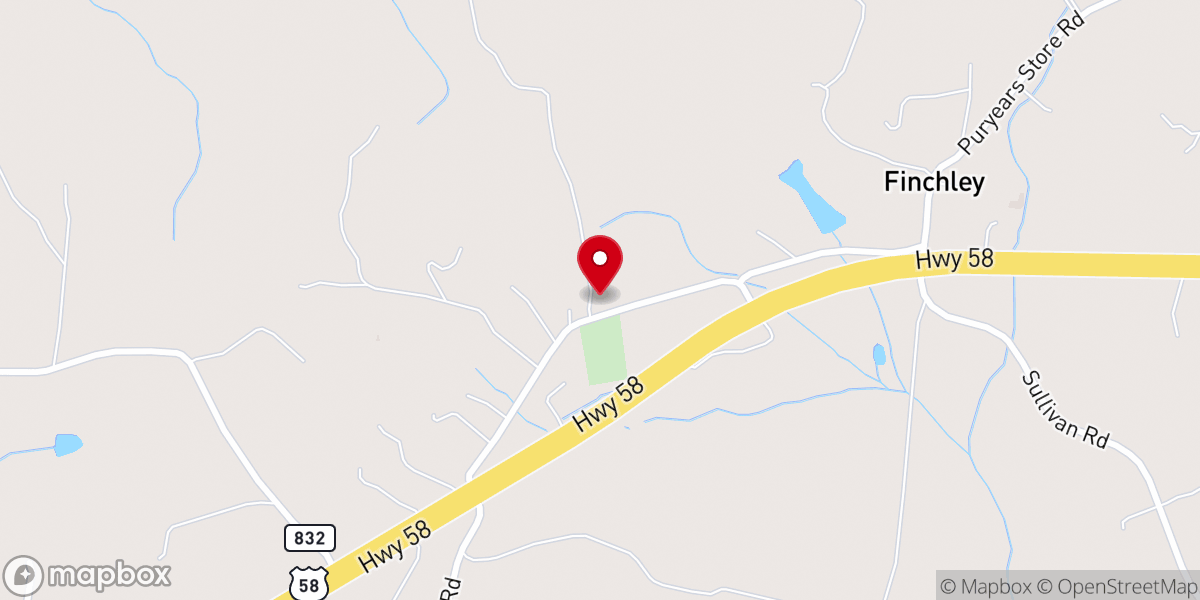 Map showing location of New Liberty Baptist Church