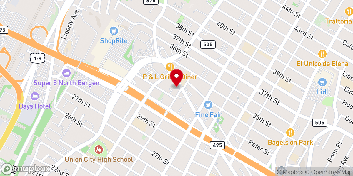 Map showing location of Movimiento Misionero Mundial- Union city, NJ