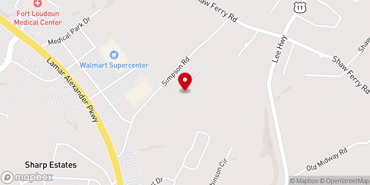 Map showing location of First Baptist Church Lenoir City
