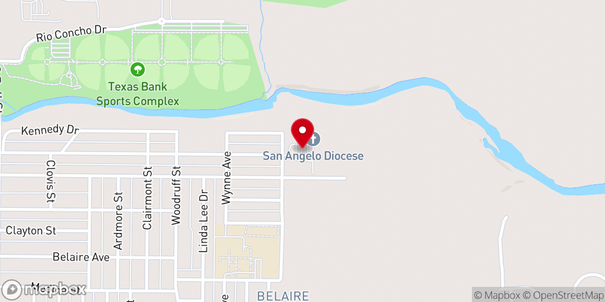 Map showing location of Catholic Diocese of San Angelo
