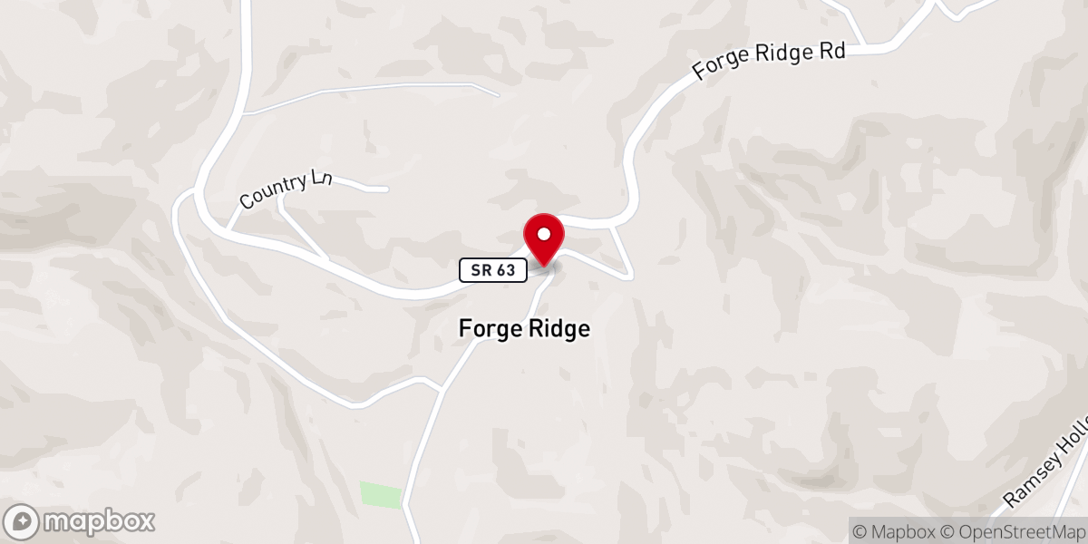 Map showing location of Forge Ridge Baptist Church
